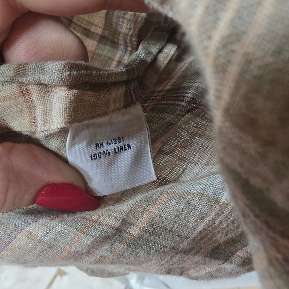 Polo Ralph Lauren Plaid Linen Shirt Mens L Brown Tan Button Down Long Sleeve L - Picture 5 of 5